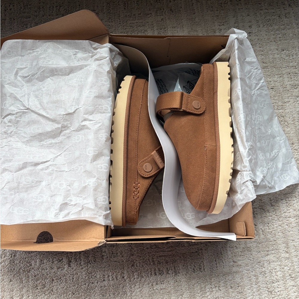 UGG Women's Chestnut Brown Suede Mule Clog with Strap - Picture 3 of 8